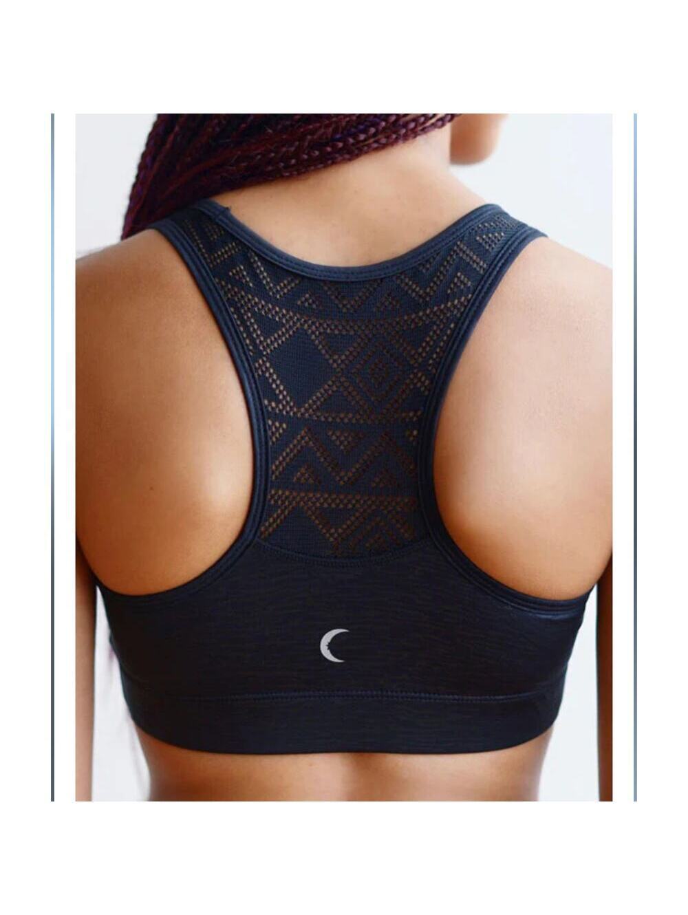 Zyia Active Black Bomber Sports Bra Crochet Back Size XS